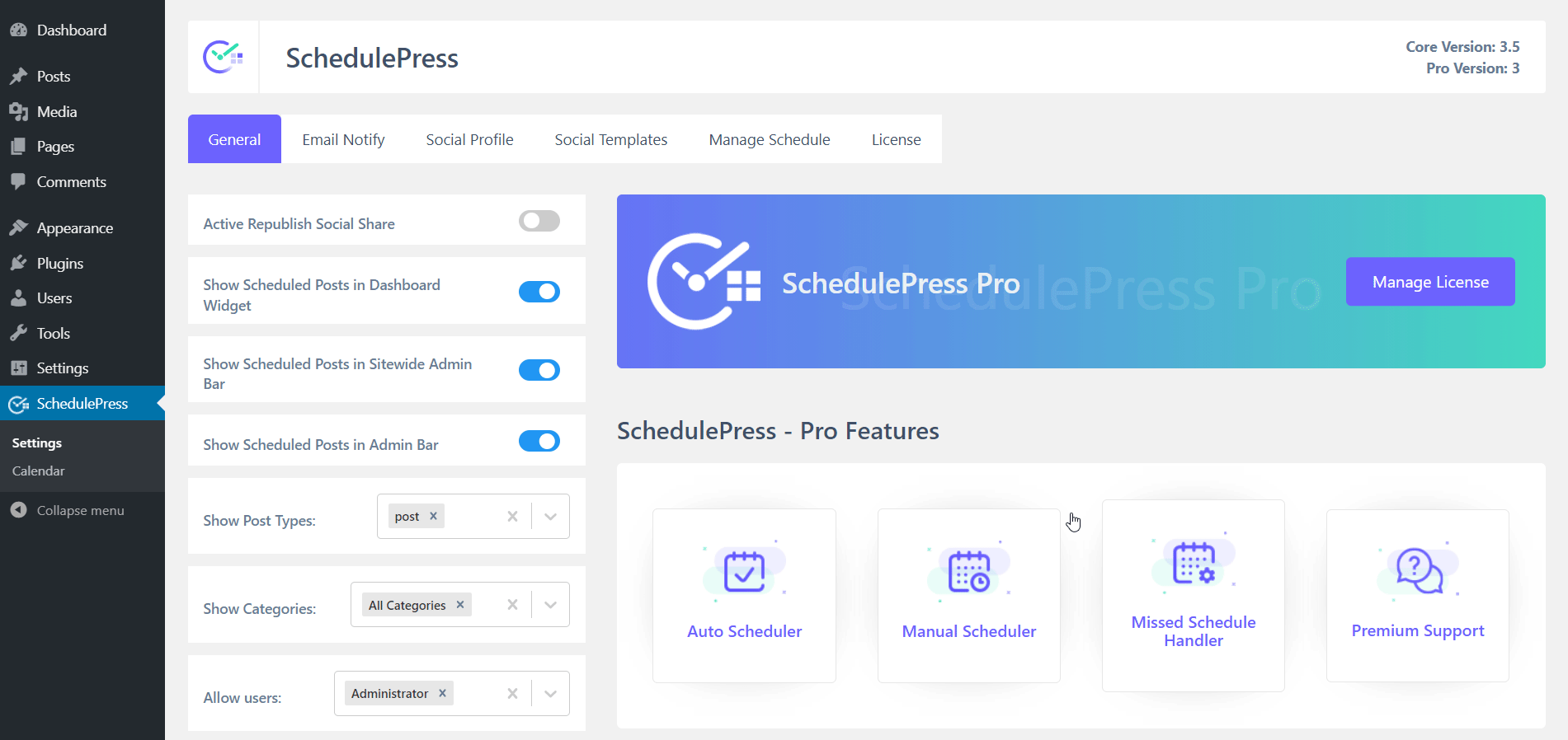 Schedule posts SchedulePress